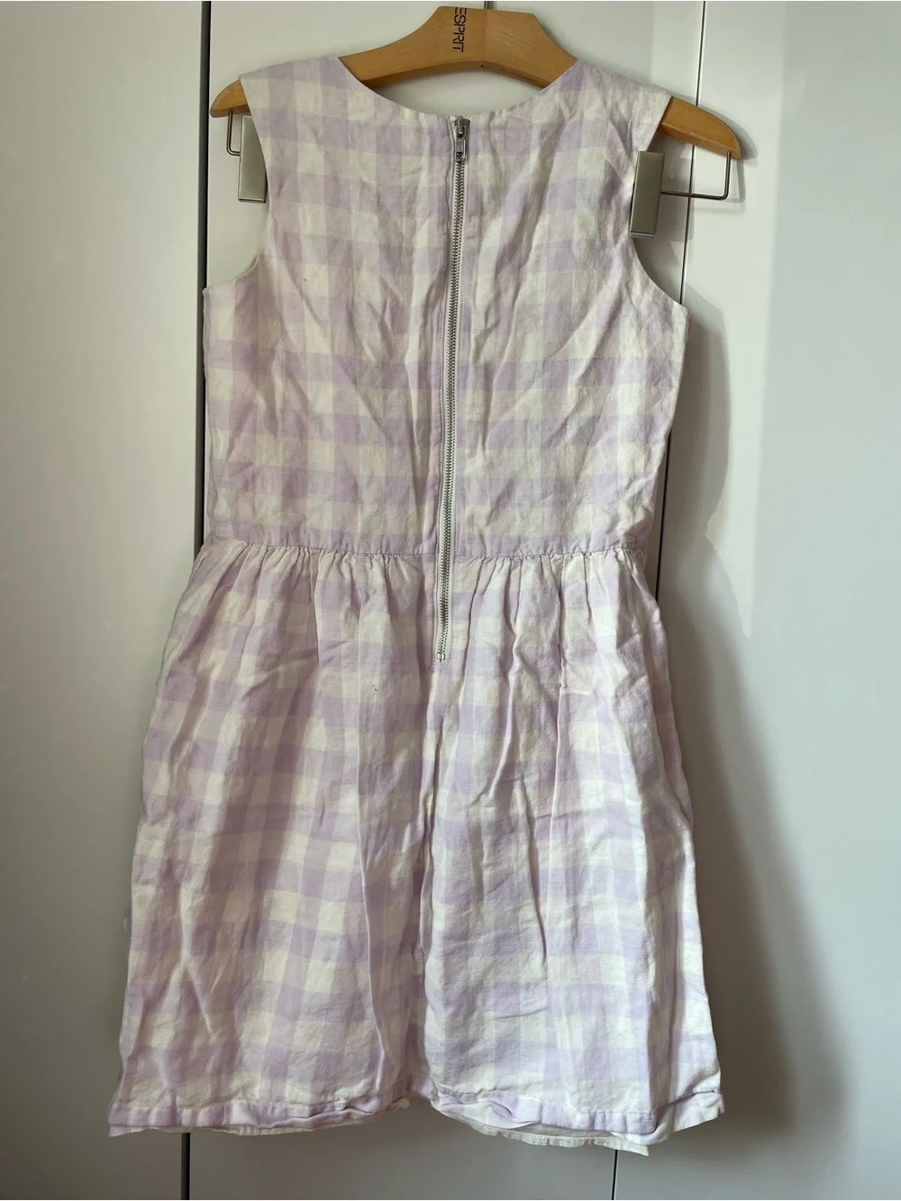 GAP Girls' Sleeveless Gingham Dress - Lilac and White